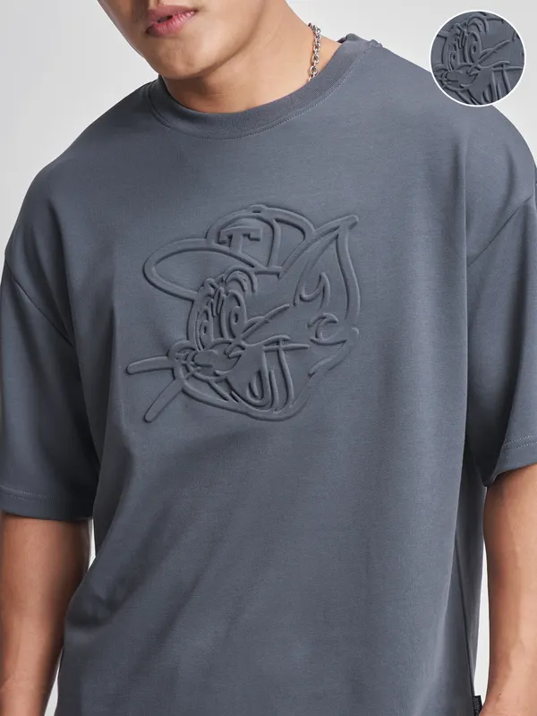 WB By Highlander Men Grey Tom And Jerry T-Shirt With Shorts Co-Ords