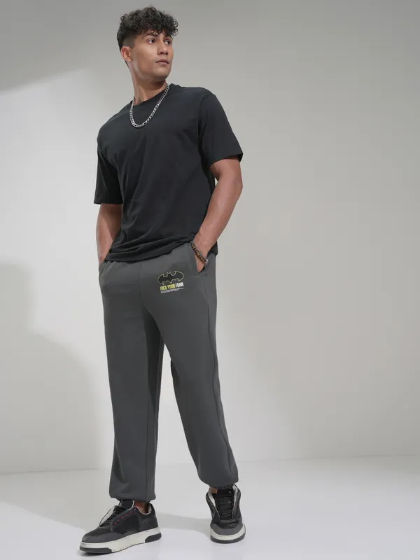DC By Highlander Men Grey Batman Straight Fit Printed Joggers