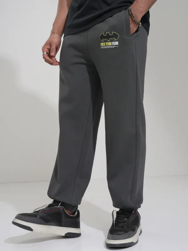 DC By Highlander Men Grey Batman Straight Fit Printed Joggers
