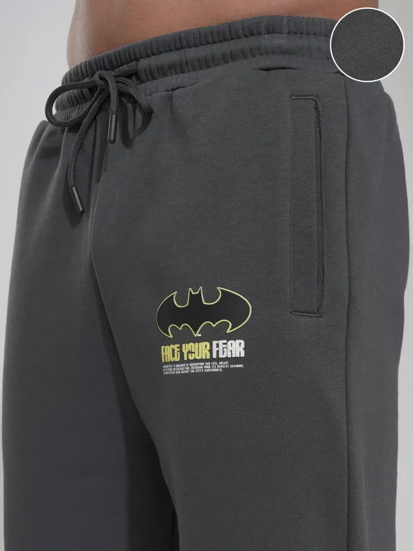 DC By Highlander Men Grey Batman Straight Fit Printed Joggers