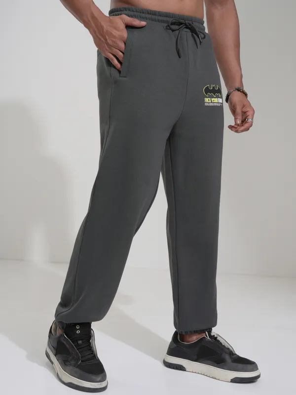 DC By Highlander Men Grey Batman Straight Fit Printed Joggers