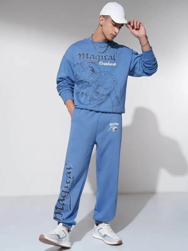 WB By Highlander Men Blue Harry Potter Straight Fit Printed Joggers