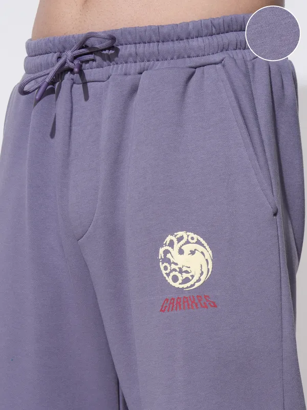 WB By Highlander Men Purple Game Of Thrones Straight Fit Printed Joggers