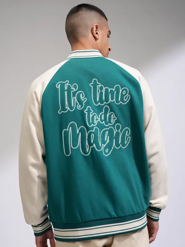 WB By Highlander Men Green Harry Potter Printed Varsity Jacket