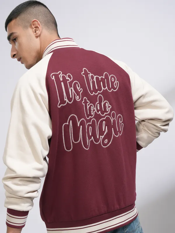 WB By Highlander Men Maroon Harry Potter Printed Varsity Jacket