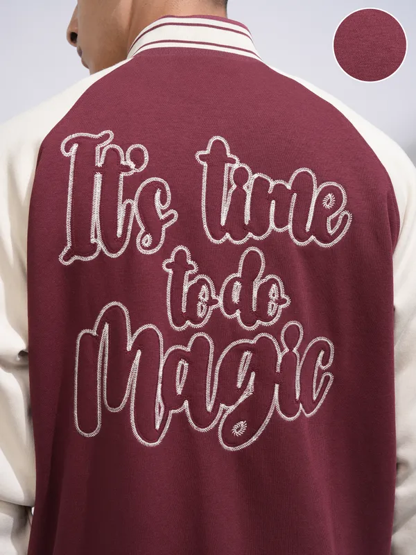 WB By Highlander Men Maroon Harry Potter Printed Varsity Jacket