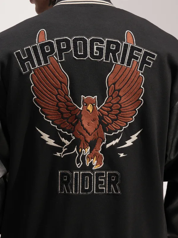 WB By Highlander Men Black Harry Potter Printed Varsity Jacket