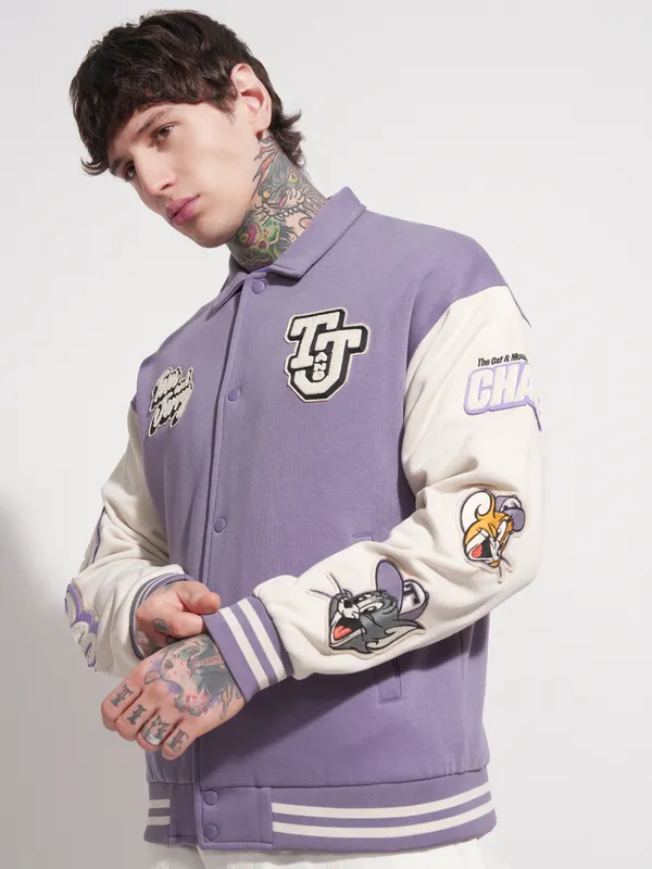 Tom And Jerry Printed Varsity Jacket