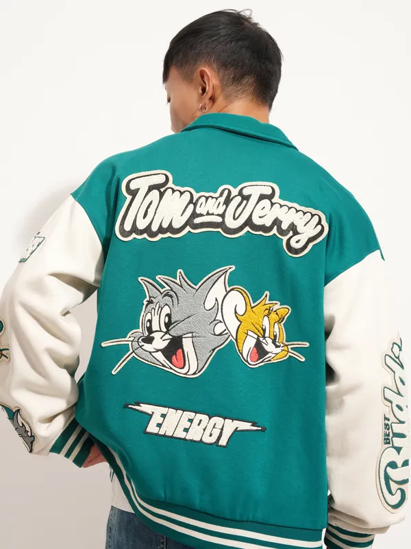 Tom And Jerry Printed Varsity Jacket