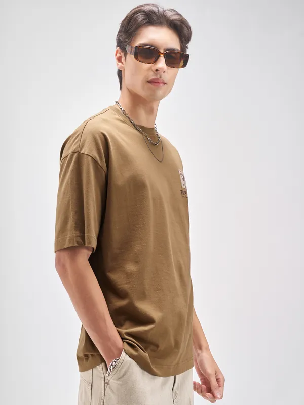 WB By Highlander Men Harry Potter Brown Applique Round Neck T-Shirt