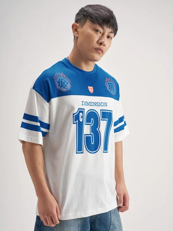 WB By Highlander Men White Rick Morty Printed Round Neck Oversized Fit T-Shirt