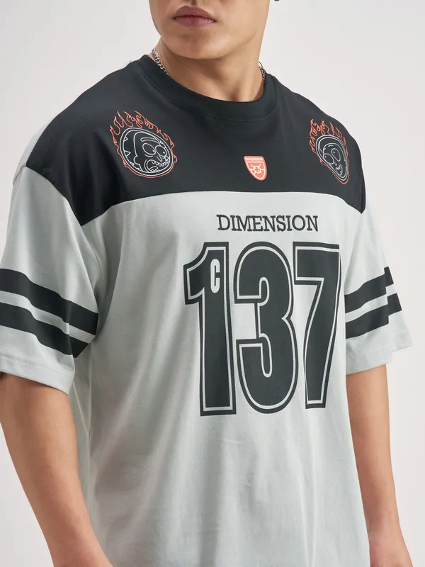 WB By Highlander Men Grey Rick And Morty Printed Round Neck Oversized fit T-Shirt