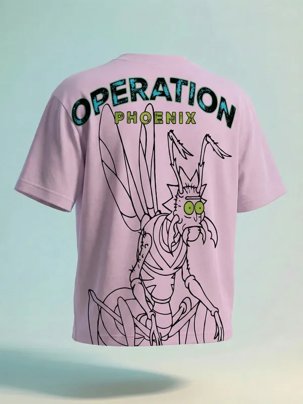 Highlander Men Lavender Rick And Morty Printed Round Neck Oversized Fit T-Shirt