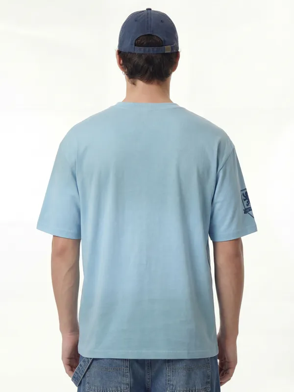 WB By Highlander Men Blue Harry Potter Printed Round Neck Oversized Fit T-Shirt