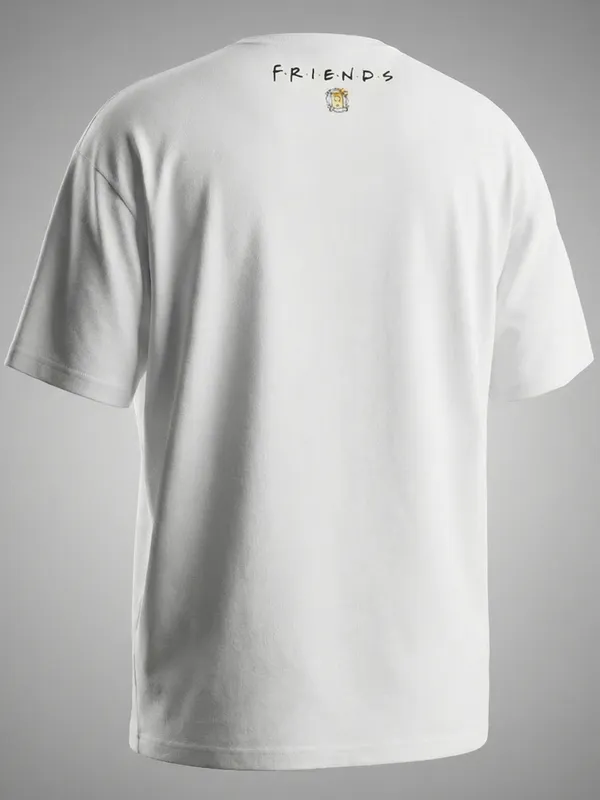 Highlander Men White FRIENDS Printed Round Neck T-Shirt