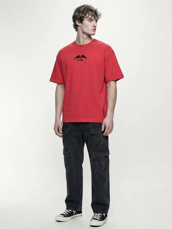 DC By Highlander Men Black Batman Printed Round Neck T-Shirt