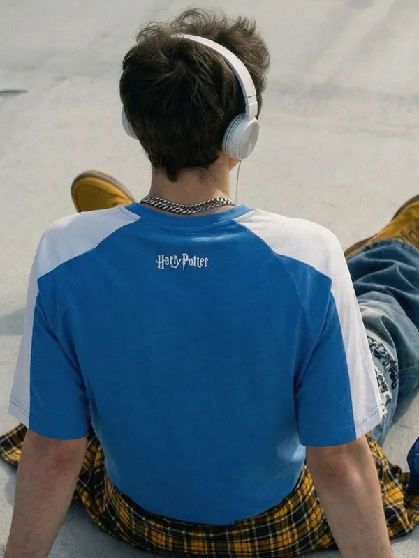 WB By Highlander Men Blue Harry Potter Printed Round Neck T-Shirt