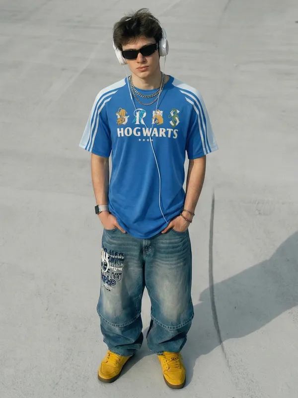 WB By Highlander Men Blue Harry Potter Printed Round Neck T-Shirt