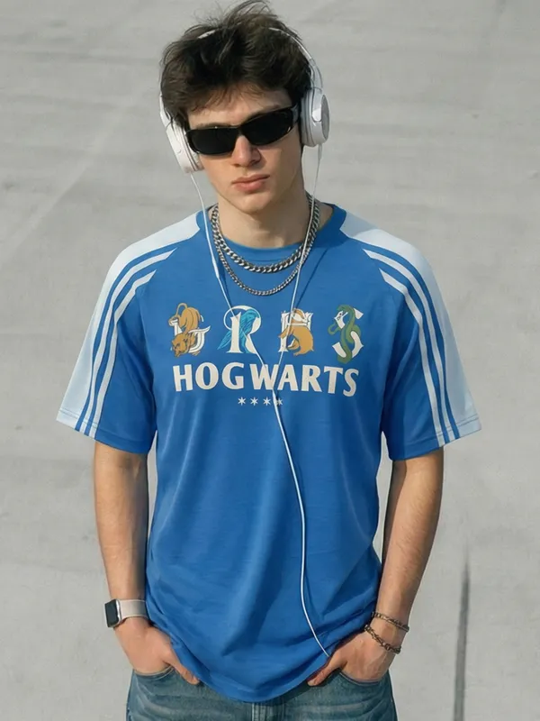 WB By Highlander Men Blue Harry Potter Printed Round Neck T-Shirt