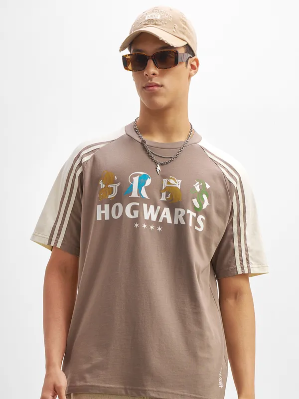 WB By Highlander Men Taupe Harry Potter Printed Round Neck T-Shirt