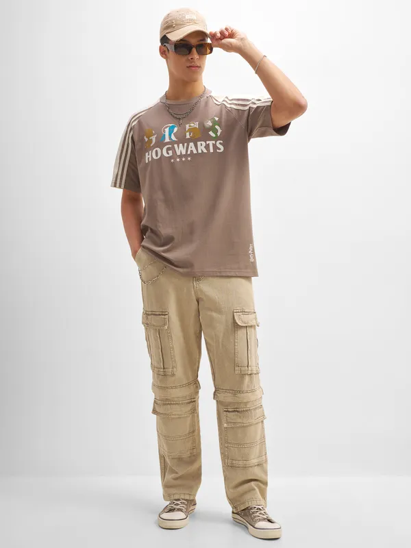 WB By Highlander Men Taupe Harry Potter Printed Round Neck T-Shirt