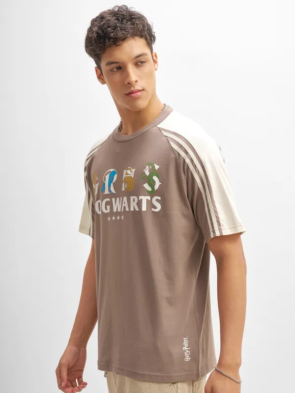 WB By Highlander Men Taupe Harry Potter Printed Round Neck T-Shirt