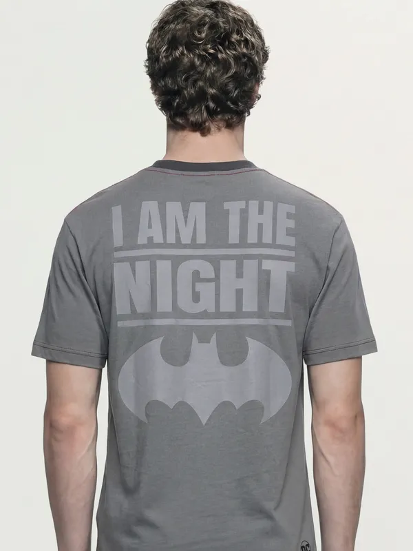 DC By Highlander Men Black Batman Printed Round Neck T-Shirt