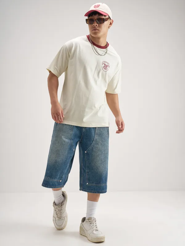 WB By Highlander Men Off White Harry Potter Printed Round Neck T-Shirt