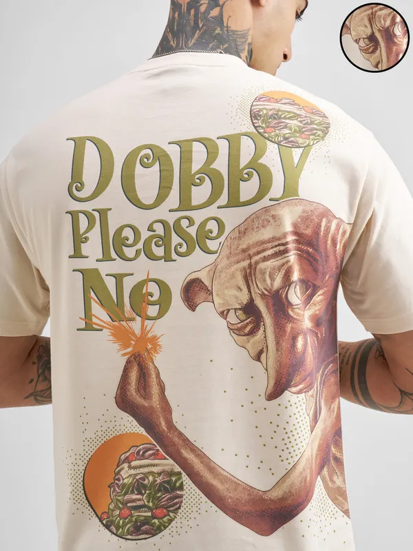 WB By Highlander Men Cream Harry Potter Printed Round Neck T-Shirt