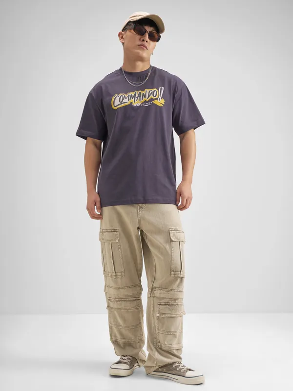 WB By Highlander Men Navy Blue FRIENDS Printed Round Neck T-Shirt