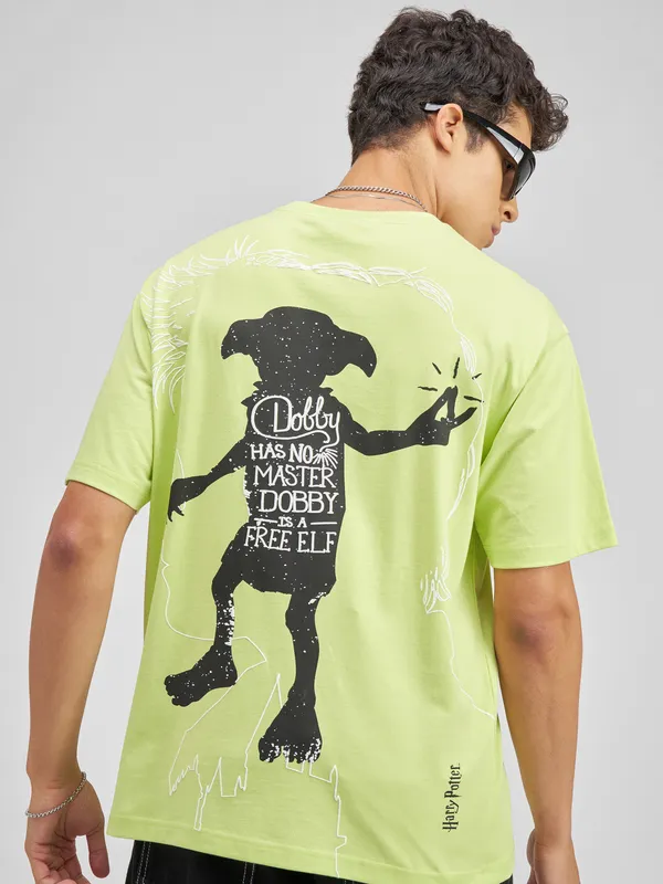 WB By Highlander Men Green Harry Potter Embroidered Round Neck T-Shirt