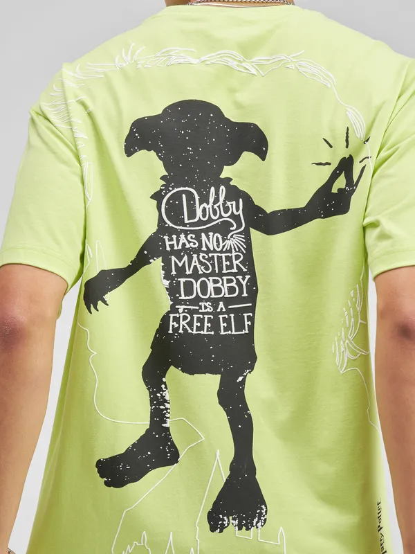 WB By Highlander Men Green Harry Potter Embroidered Round Neck T-Shirt