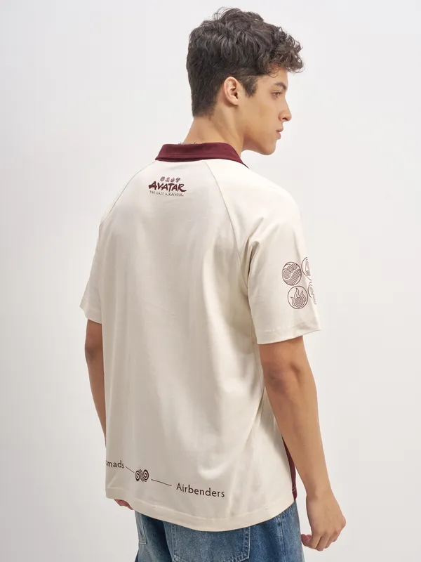 Highlander Men Beige Avatar Printed Polo Collar T-Shirt