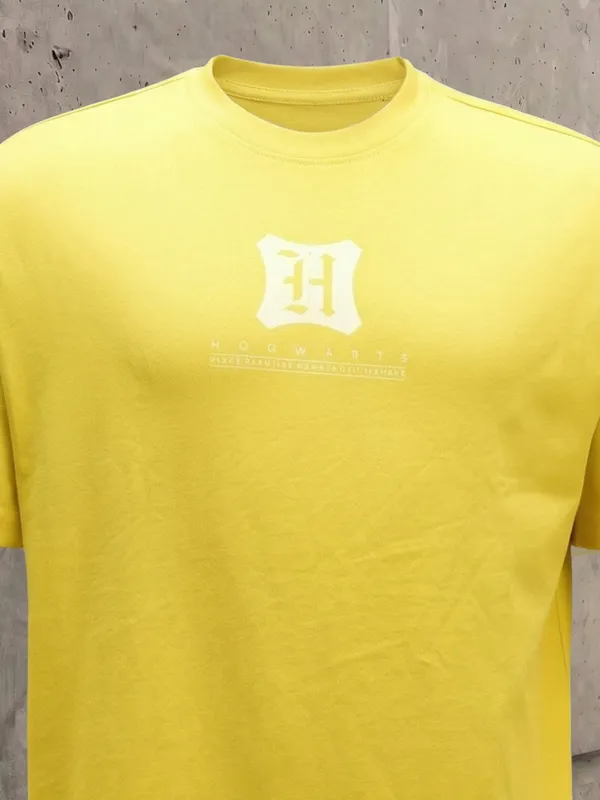 WB By Highlander Men Yellow Harry Potter Printed Round Neck T-Shirt