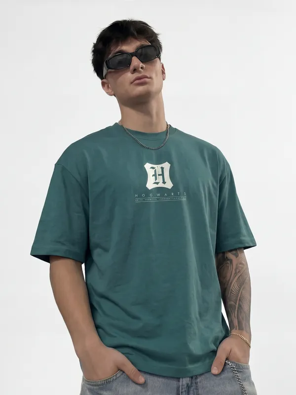 WB By Highlander Men Green Harry Potter Printed Round Neck T-Shirt