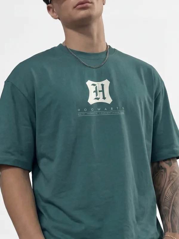 WB By Highlander Men Green Harry Potter Printed Round Neck T-Shirt