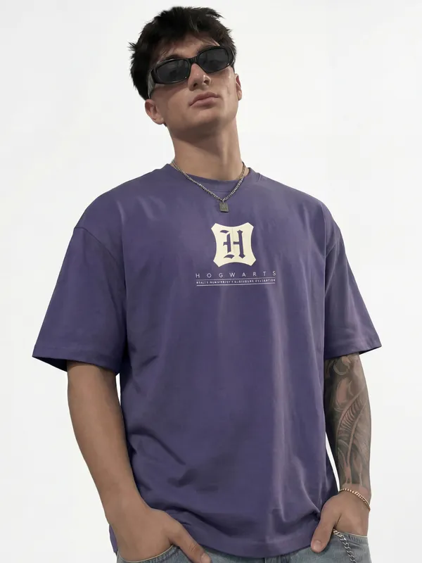 WB By Highlander Men Blue Harry Potter Printed Round Neck T-Shirt