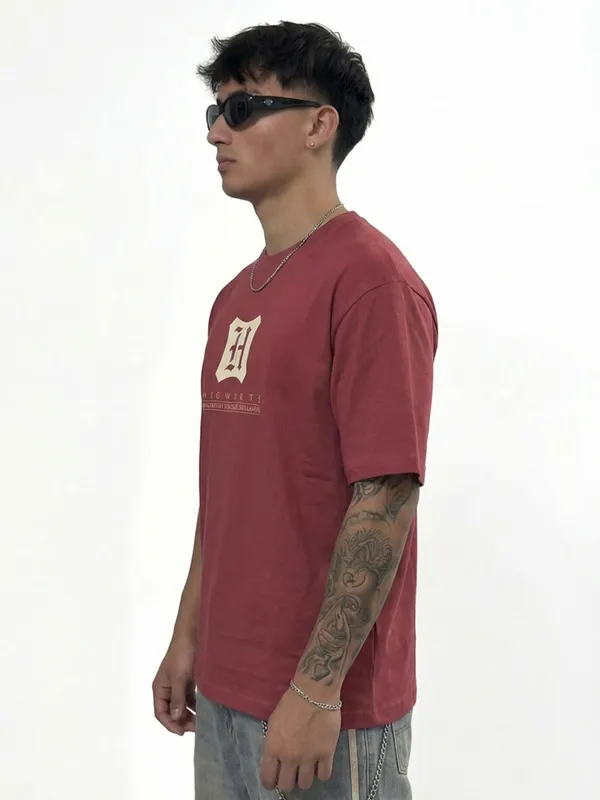 WB By Highlander Men Maroon Harry Potter Harry Potter Harry Potter Harry Potter Printed Round Neck T-Shirt