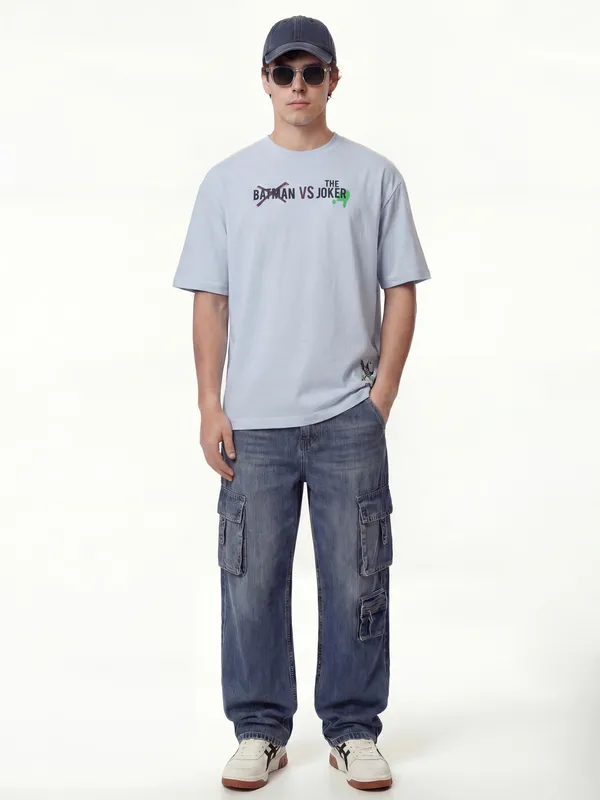 DC By Highlander Men Blue Joker Printed Round Neck T-Shirt