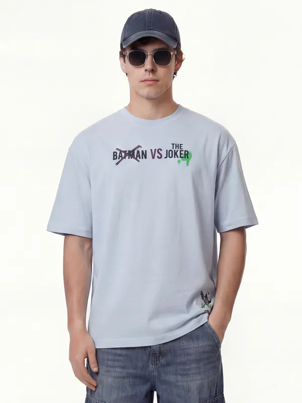 DC By Highlander Men Blue Joker Printed Round Neck T-Shirt