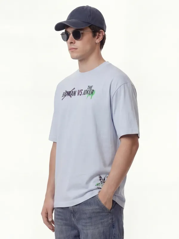 DC By Highlander Men Blue Joker Printed Round Neck T-Shirt