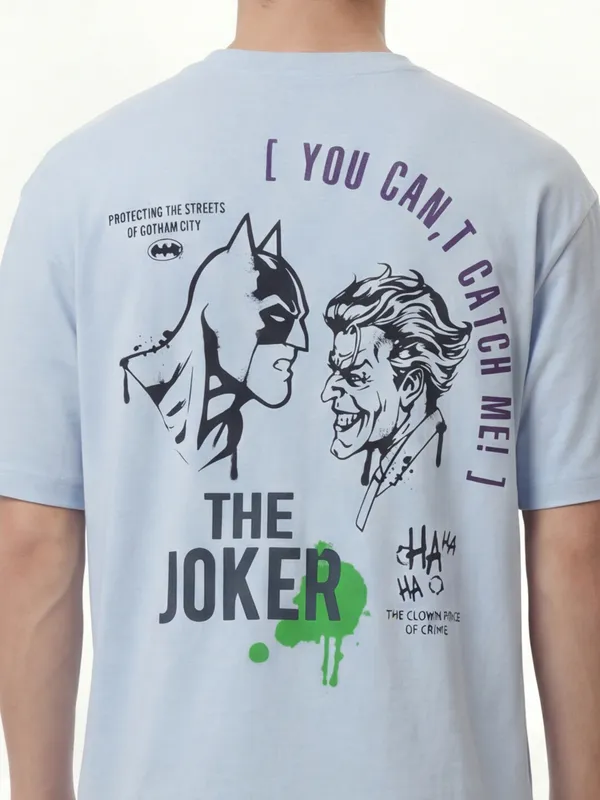 DC By Highlander Men Blue Joker Printed Round Neck T-Shirt