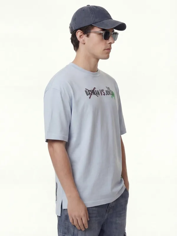 DC By Highlander Men Blue Joker Printed Round Neck T-Shirt