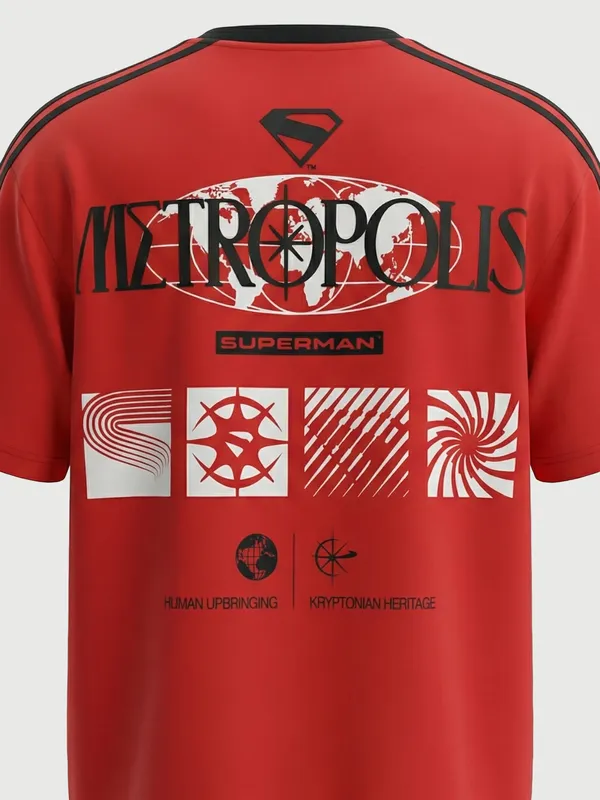 DC By Highlander Men Red Superman Printed Round Neck T-Shirt