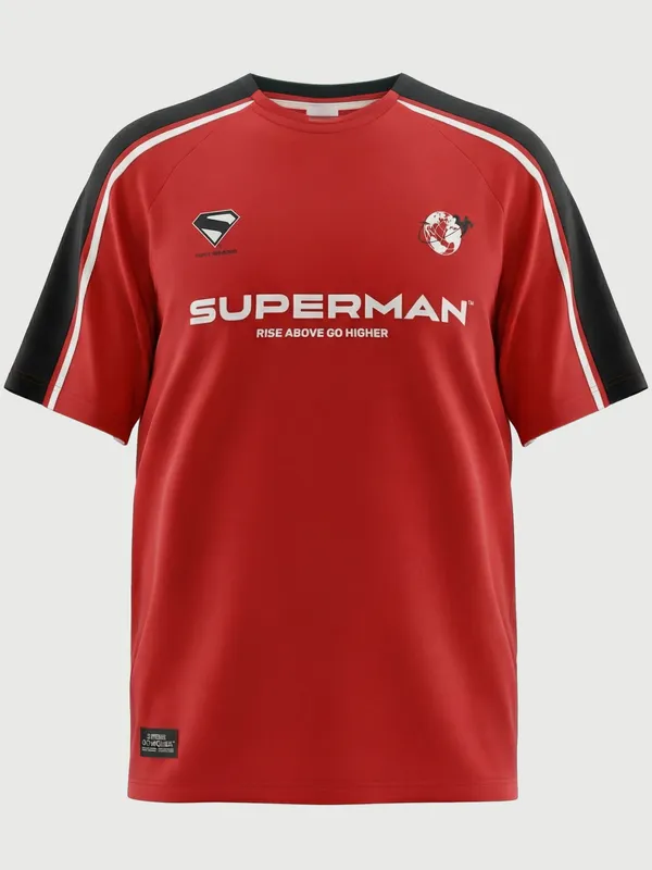 DC By Highlander Men Red Superman Printed Round Neck T-Shirt