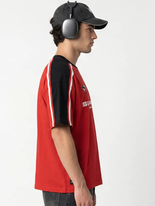 DC By Highlander Men Red Superman Printed Round Neck T-Shirt