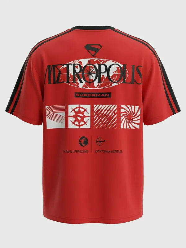 DC By Highlander Men Red Superman Printed Round Neck T-Shirt