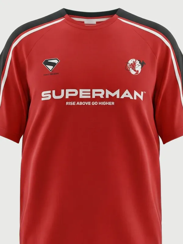 DC By Highlander Men Red Superman Printed Round Neck T-Shirt