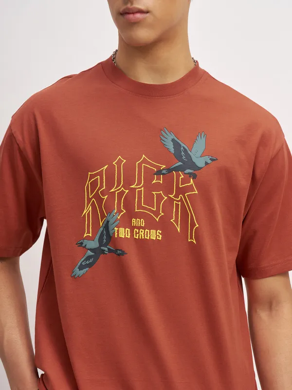 WB By Highlander Men Brown Rick And Morty Printed Round Neck T-Shirt