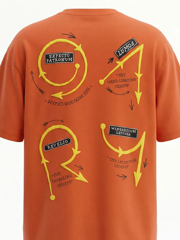 WB By Highlander Men Orange Harry Potter Printed Round Neck T-Shirt